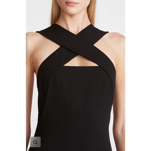 NWT Halston Andie Stretch Crepe Cocktail Mini Dress in Jet Black, 12 - Picture 3 of 8